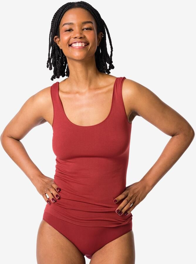 HEMA Dameshemd Naadloos Micro Spaghettibandjes Donkerrood (donkerrood) - Foto 2