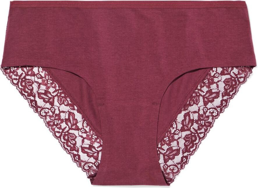 HEMA Dameshipster Katoen Met Kant Bordeauxrood (bordeauxrood)