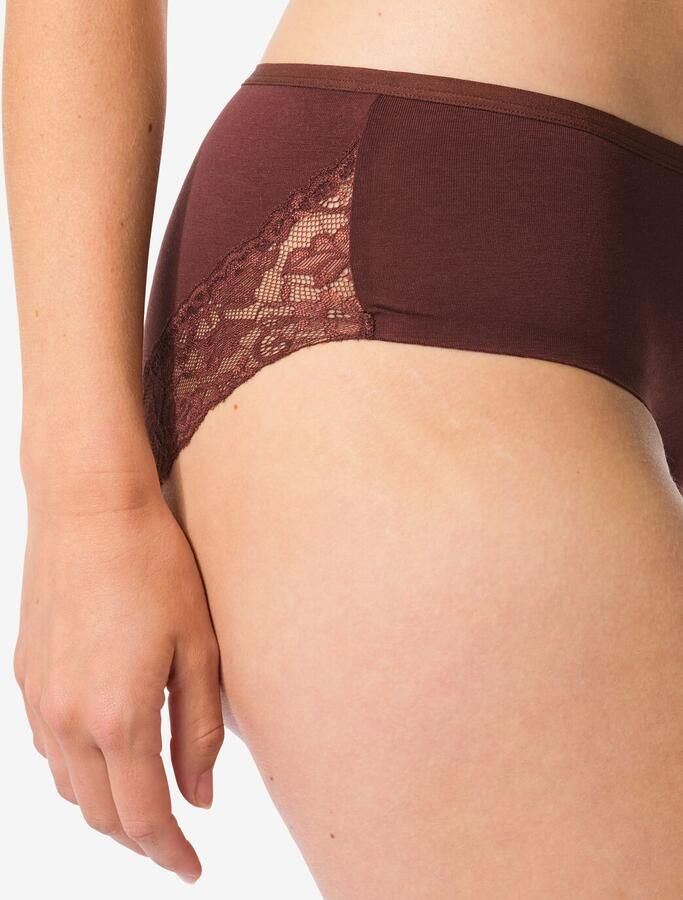 HEMA Dameshipster Katoen Met Kant Donkerbruin (donkerbruin) - Foto 2