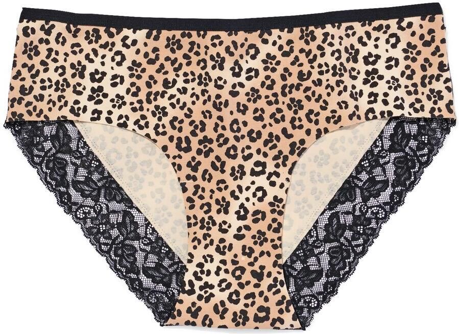 HEMA Dameshipster Katoen Met Kant Luipaard Beige (beige) - Foto 2