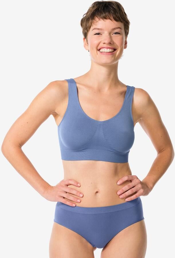 HEMA Dameshipster Naadloos Micro Met Kant Blauw (blauw) - Foto 3