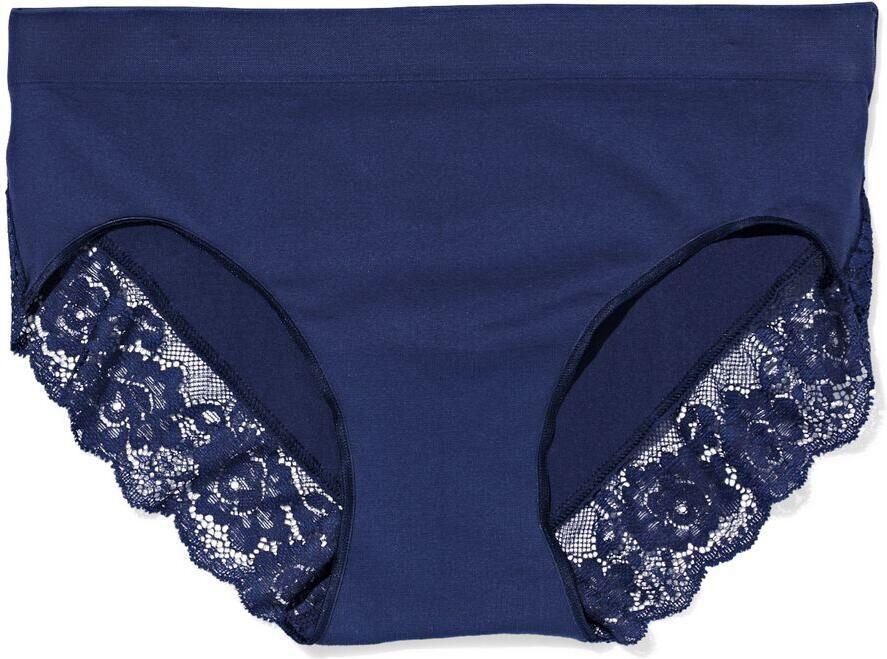 HEMA Dameshipster Naadloos Micro Met Kant Donkerblauw (donkerblauw)