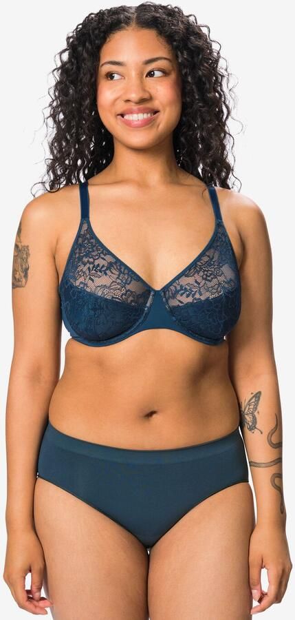 HEMA Dameshipster Naadloos Micro Met Kant Donkerblauw (donkerblauw) - Foto 2