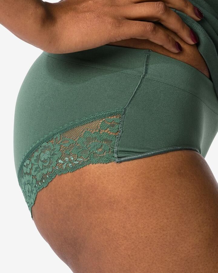 HEMA Dameshipster Naadloos Micro Met Kant Donkergroen (donkergroen) - Foto 2