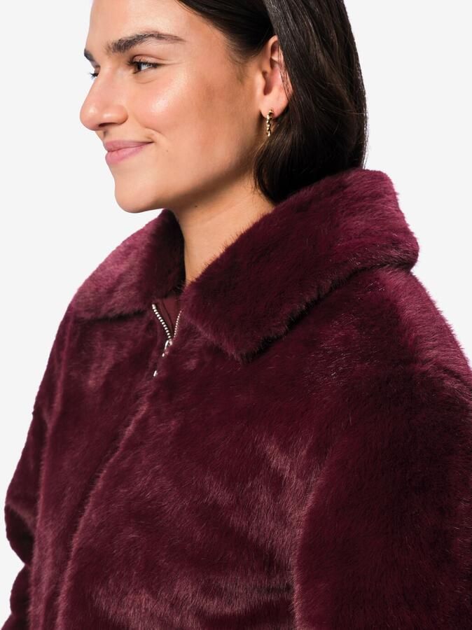 HEMA Damesjas Rafi Bomber Imitatiebont Bordeauxrood (bordeauxrood) - Foto 2