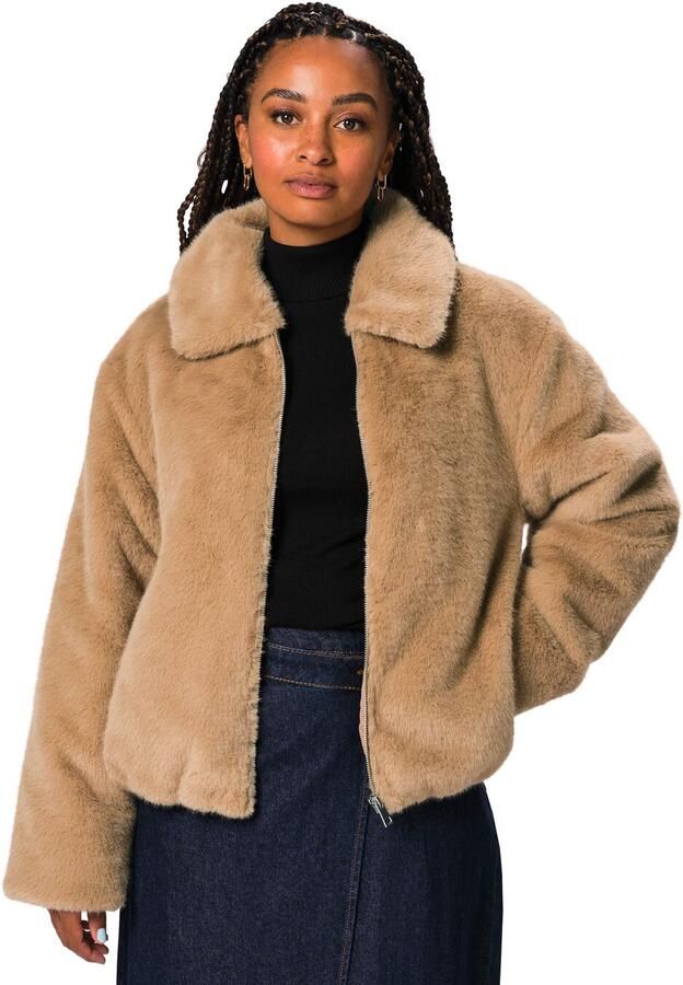 HEMA Damesjas Rafi Bomber Imitatiebont Lichtbruin (lichtbruin)