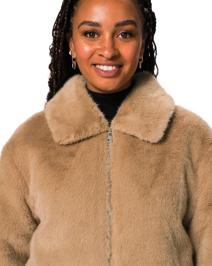 HEMA Damesjas Rafi Bomber Imitatiebont Lichtbruin (lichtbruin) - Foto 2