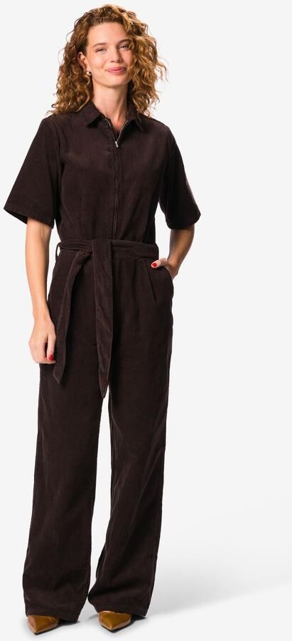 HEMA Damesjumpsuit Bodi Rib Bruin