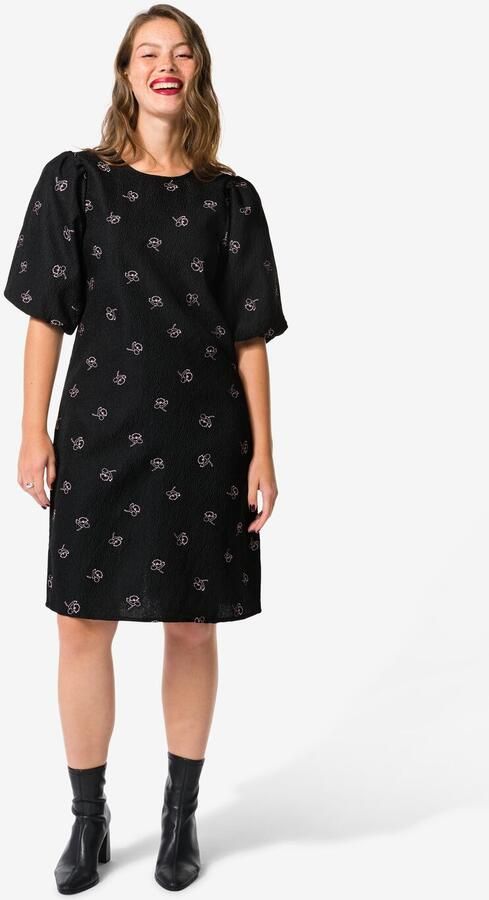 HEMA Damesjurk Dawn Crinkle Zwart (zwart)