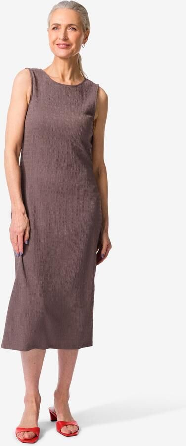 HEMA Damesjurk Nona Regular Fit Structuur Taupe (taupe)