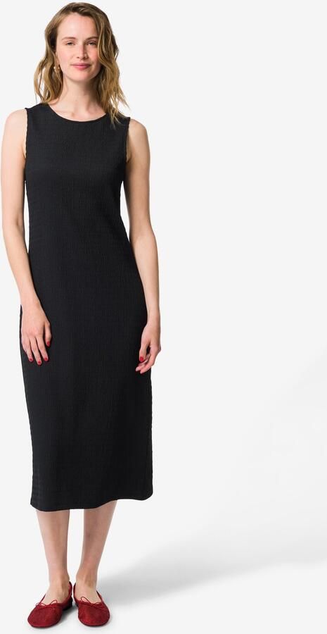 HEMA Damesjurk Nona Regular Fit Structuur Zwart (zwart)
