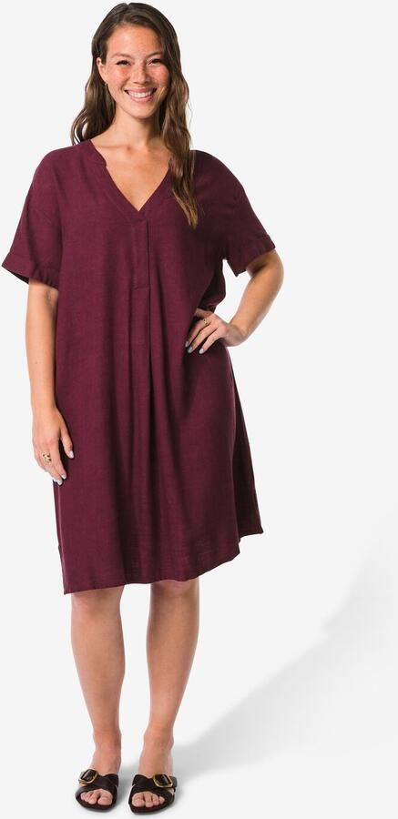 HEMA Damesjurk Sola Loose Fit Bordeauxrood (bordeauxrood)
