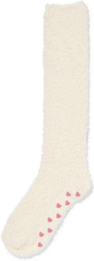 HEMA Dameskniesokken Maat 36-41 Hartjes Crème - Foto 2