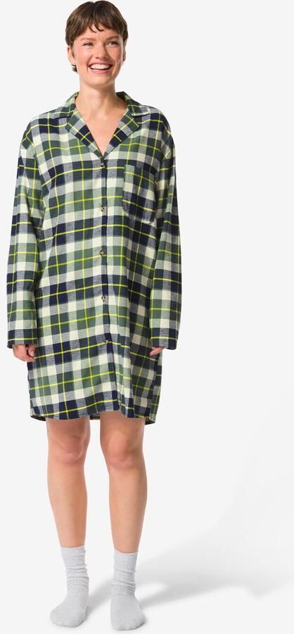 HEMA Damesnachthemd Flanel Ruiten Donkerblauw (donkerblauw) - Foto 2