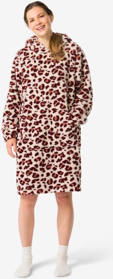 HEMA Damesnachthemd Fleece Luipaard Beige (beige) - Foto 2