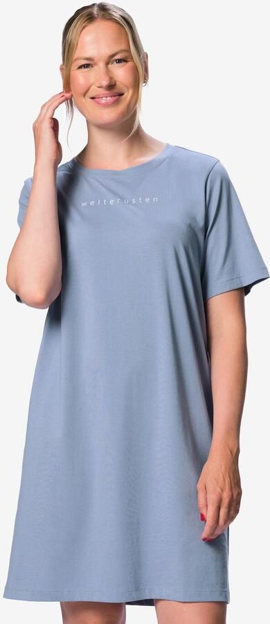 HEMA Damesnachthemd Katoen Weltrusten Blauw (blauw)