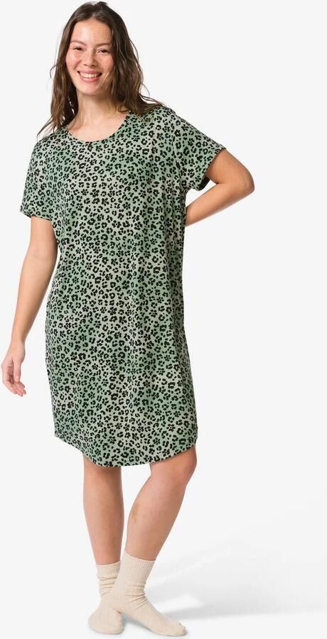 HEMA Damesnachthemd Luipaard Jersey Groen (groen)