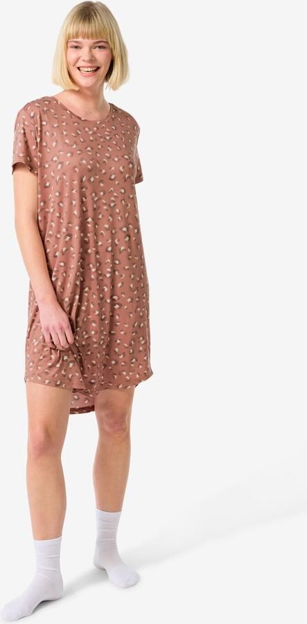 HEMA Damesnachthemd Micro Dieren Lichtbruin (lichtbruin) - Foto 2