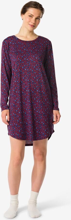 HEMA Damesnachthemd Micro Luipaard Bordeauxrood (bordeauxrood) - Foto 2