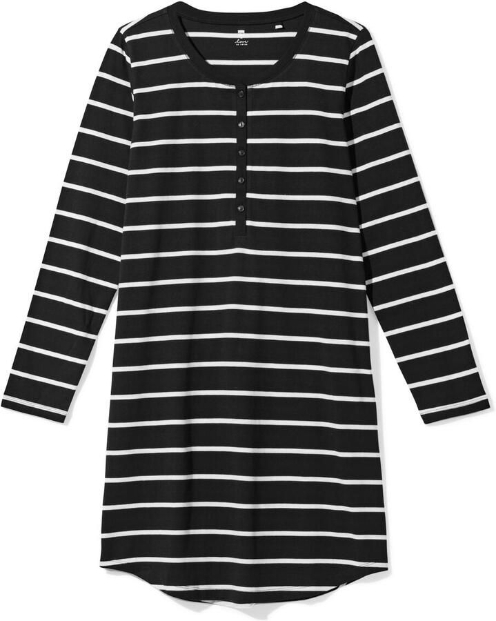 HEMA Damesnachthemd Strepen Zwart wit (zwart wit) - Foto 4