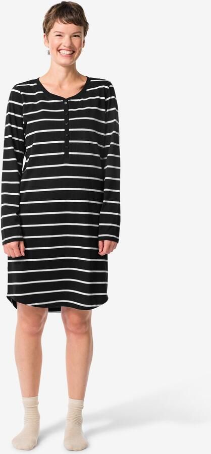HEMA Damesnachthemd Strepen Zwart wit (zwart wit) - Foto 2