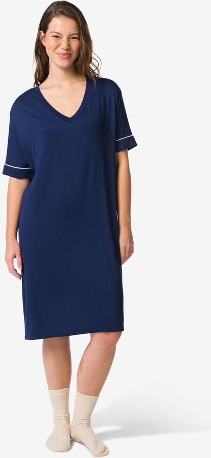 HEMA Damesnachthemd Viscose Donkerblauw (donkerblauw) - Foto 2