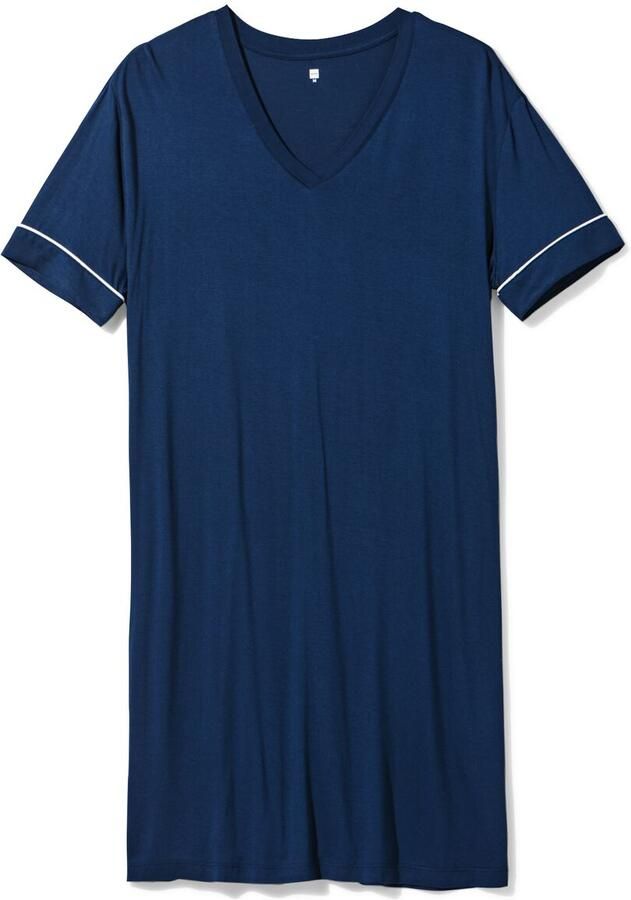 HEMA Damesnachthemd Viscose Donkerblauw (donkerblauw)