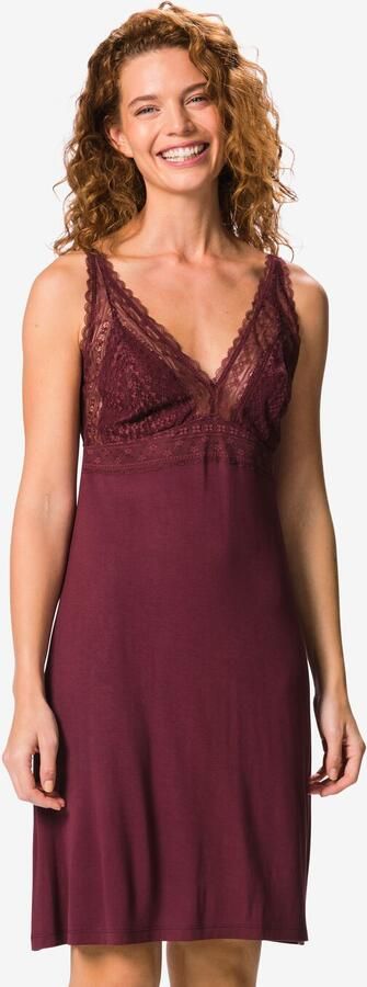 HEMA Damesnachthemd Viscose Donkerrood