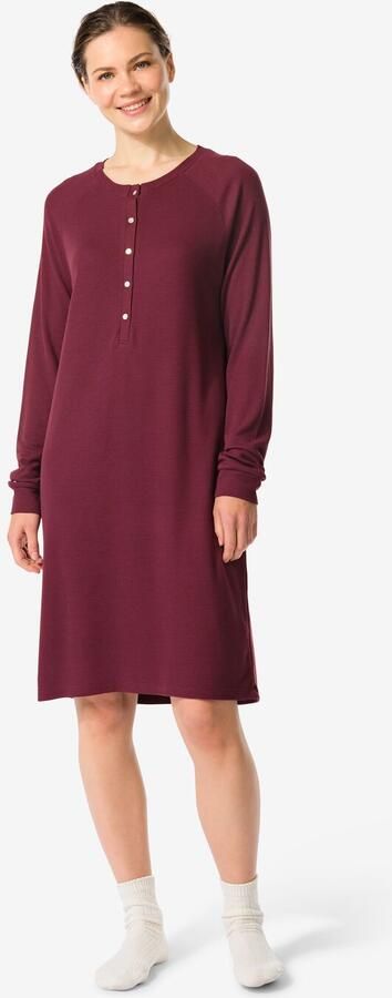 HEMA Damesnachthemd Viscose Wafel Bordeauxrood (bordeauxrood) - Foto 2
