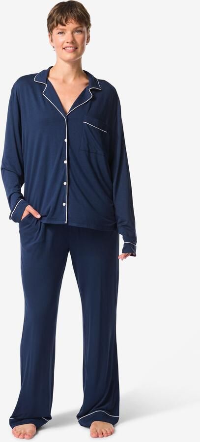 HEMA Damespyjama Donkerblauw (donkerblauw)