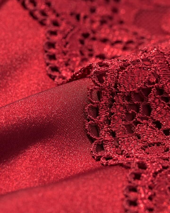 HEMA Damespyjama Satijn Met Kant Rood (rood)