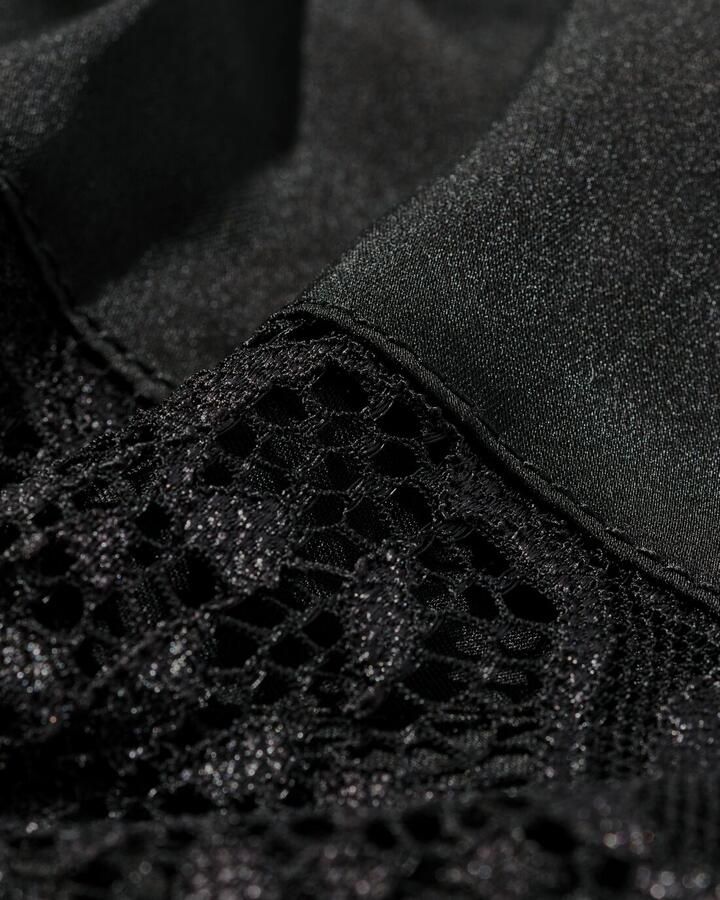 HEMA Damespyjama Satijn Met Kant Zwart (zwart)