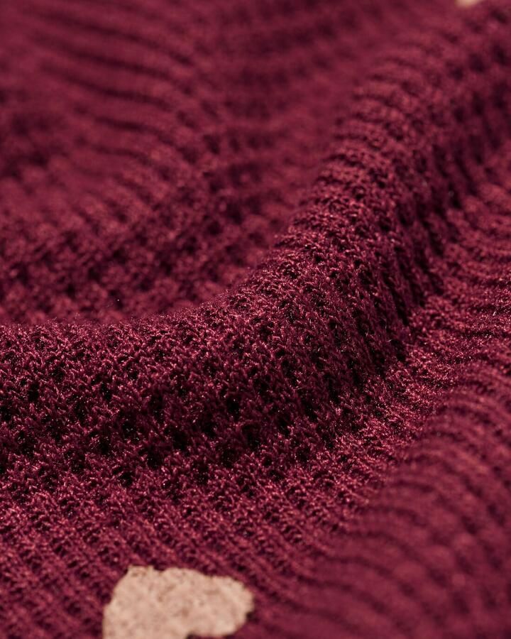 HEMA Damespyjama Viscose Wafel Hartjes Bordeauxrood (bordeauxrood)