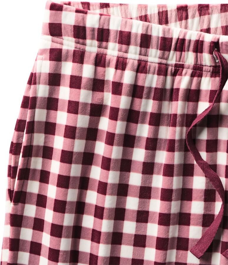 HEMA Damespyjamabroek Velours Ruiten Donkerrood - Foto 2