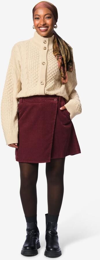HEMA Damesrok Lena Regular Fit Rib Bordeauxrood