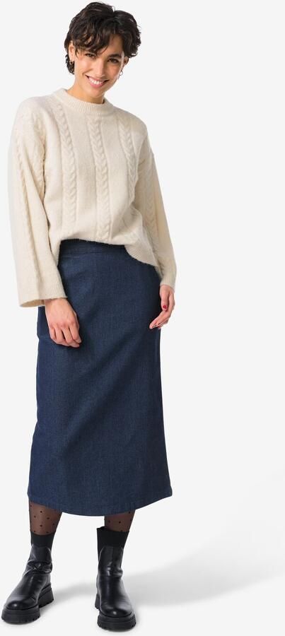 HEMA Damesrok Simone Midi Donkerblauw (donkerblauw)