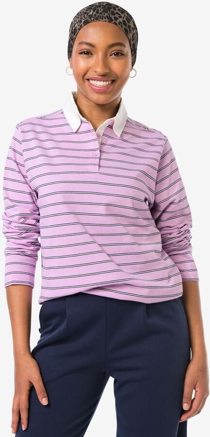 HEMA Damesshirt Elif Jersey Strepen Roze (roze)