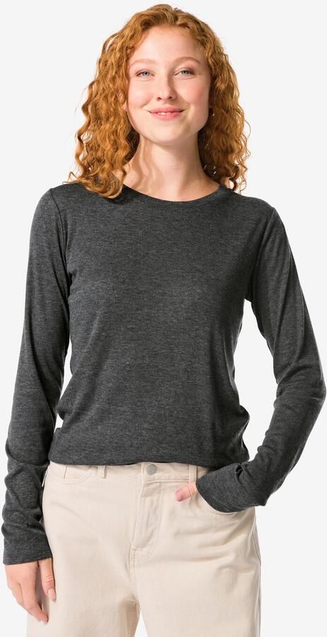 HEMA Dames T-shirt Lora Donkergrijs (donkergrijs) - Foto 2
