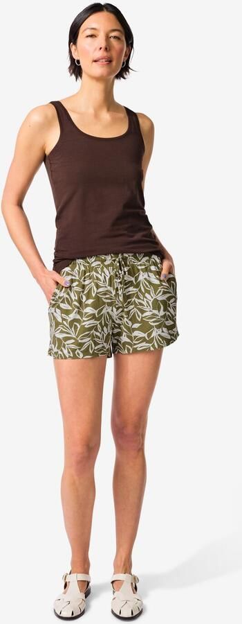 HEMA Damesshort Fay Relaxed Fit Bladeren Groen (groen)
