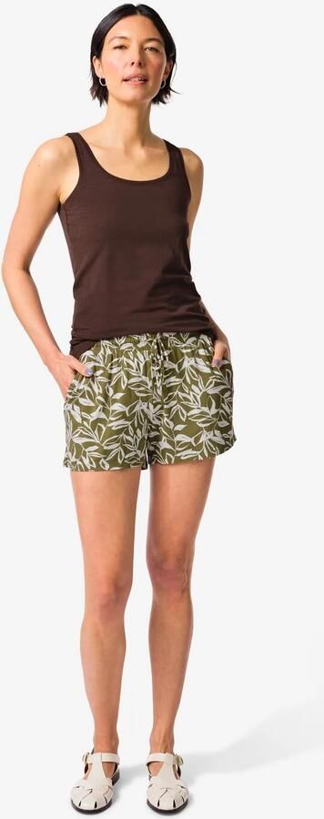 HEMA Damesshort Fay Relaxed Fit Bladeren Groen (groen)