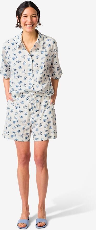 HEMA Damesshort Sally Wide Fit Seersucker Bloemen Multi (multi) - Foto 2