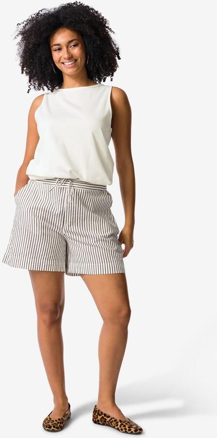 HEMA Damesshort Sally Wide Fit Seersucker Strepen Wit (wit) - Foto 2
