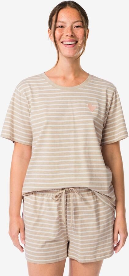 HEMA Damesshortama Jersey Strepen Naturel (naturel)