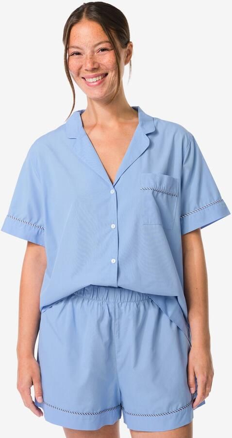 HEMA Damesshortama Poplin Blauw (blauw)