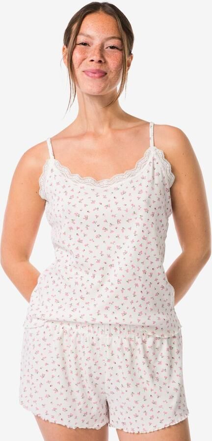 HEMA Damesshortama Rib Bloemen Multi (multi)