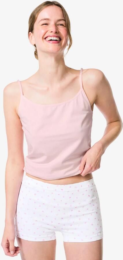 HEMA Damesshortie Naadloos Rib Bloemen Wit (wit)