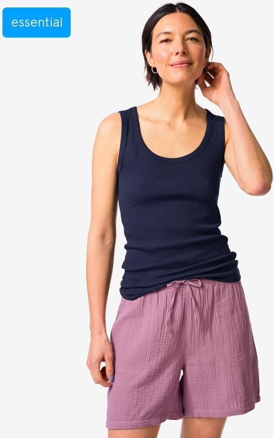 HEMA Damessinglet Anouk Rib Donkerblauw (donkerblauw) - Foto 2