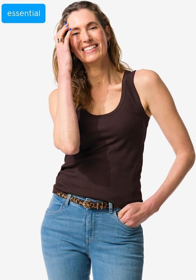 HEMA Damessinglet Anouk Rib Donkerbruin (donkerbruin) - Foto 2