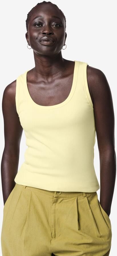 HEMA Damessinglet Anouk Rib Geel (geel)