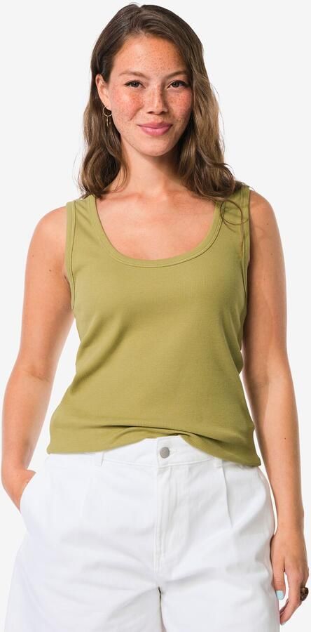 HEMA Damessinglet Anouk Rib Groen (groen)